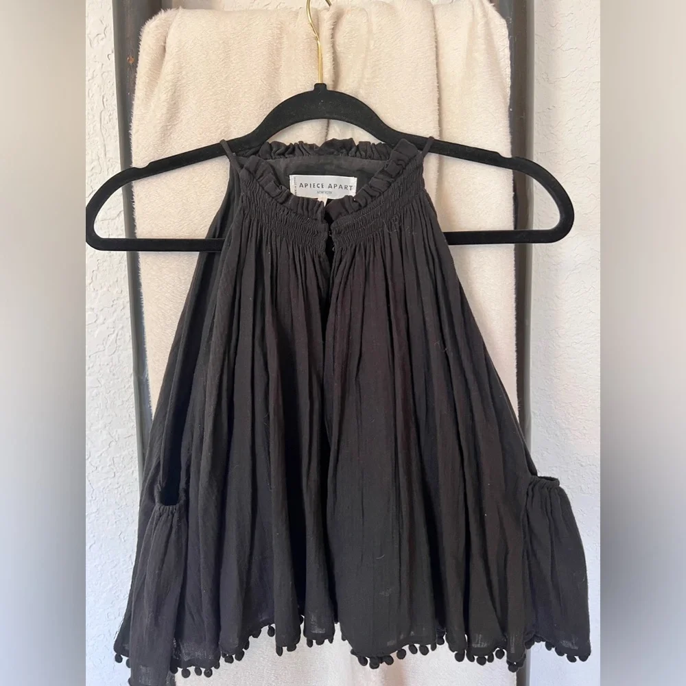APIECE APART OLIVERA RUFFLE SLEEVELESS TOP BLACK SZ 8 - Picture 5 of 8